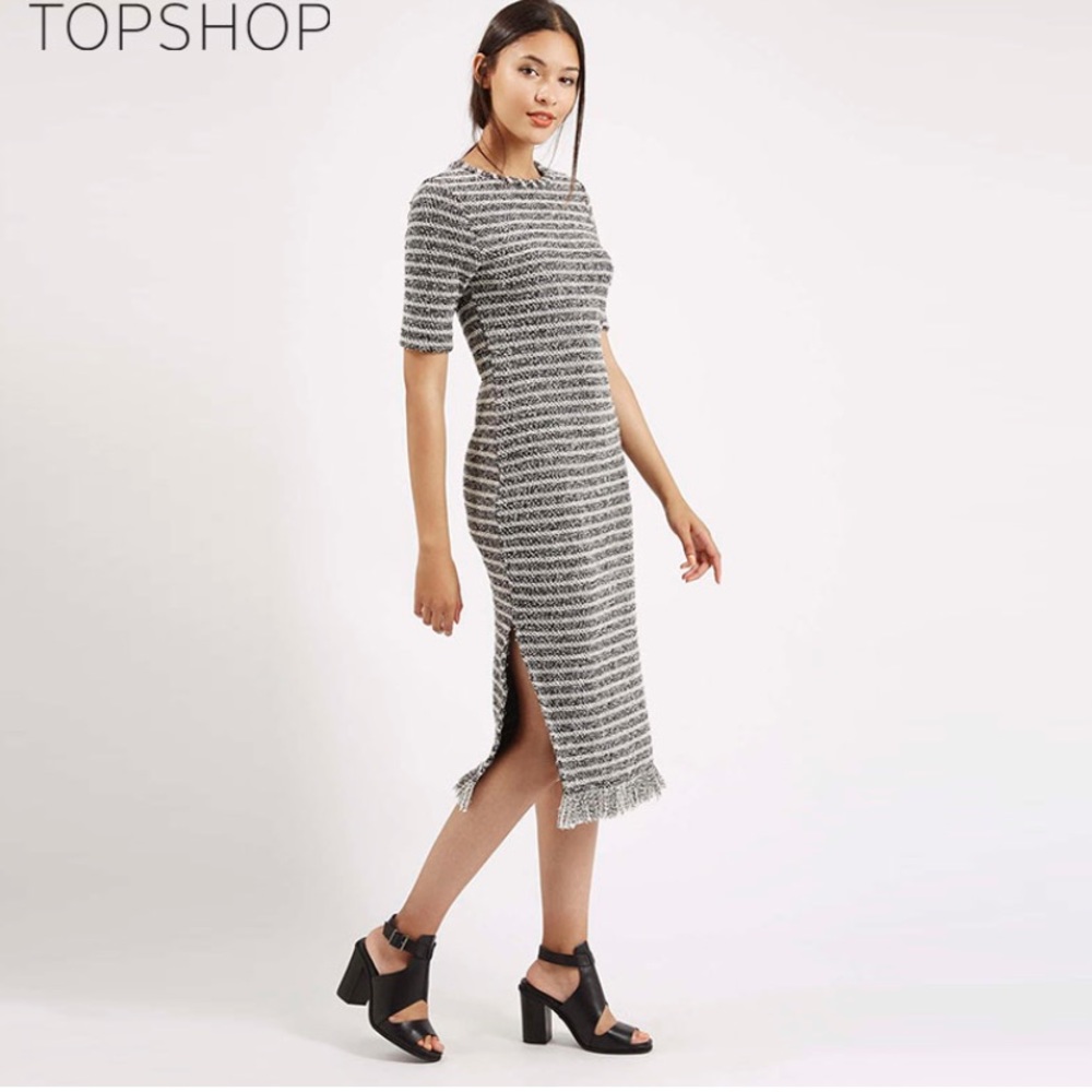 Topshop “Chanel inspired” Midi Dress in gray.